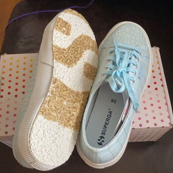 Superga Blue Crocodile Sneakers - Picture 4 of 8